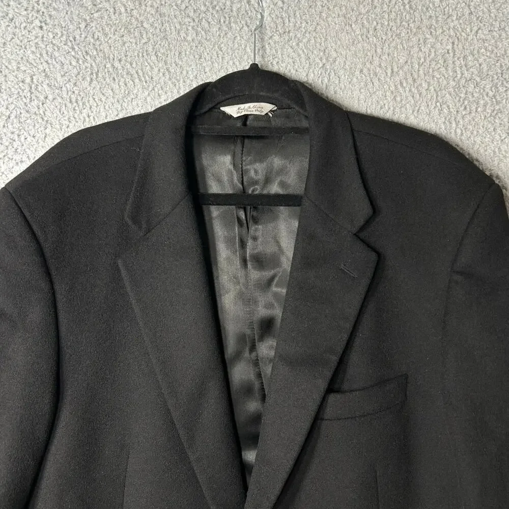 W.H.‎ Belk Blazer Mens 46 Black 100% Cashmere Single Breasted Notch Lapel Blazer